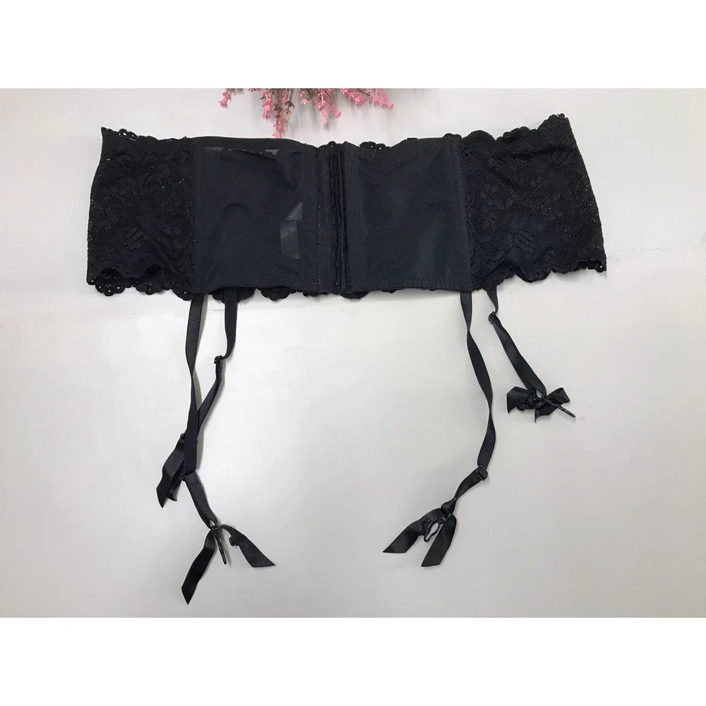 Women's Cacique Sensual Sexy Black Lace Garter Belt Sz 22-24 Boning Romantic